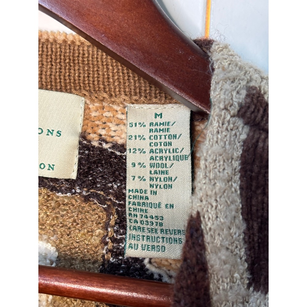 Design Options Philip Jane Gordon Chevron Zigzag Cardigan Sweater Brown Rust Med - Picture 2 of 6